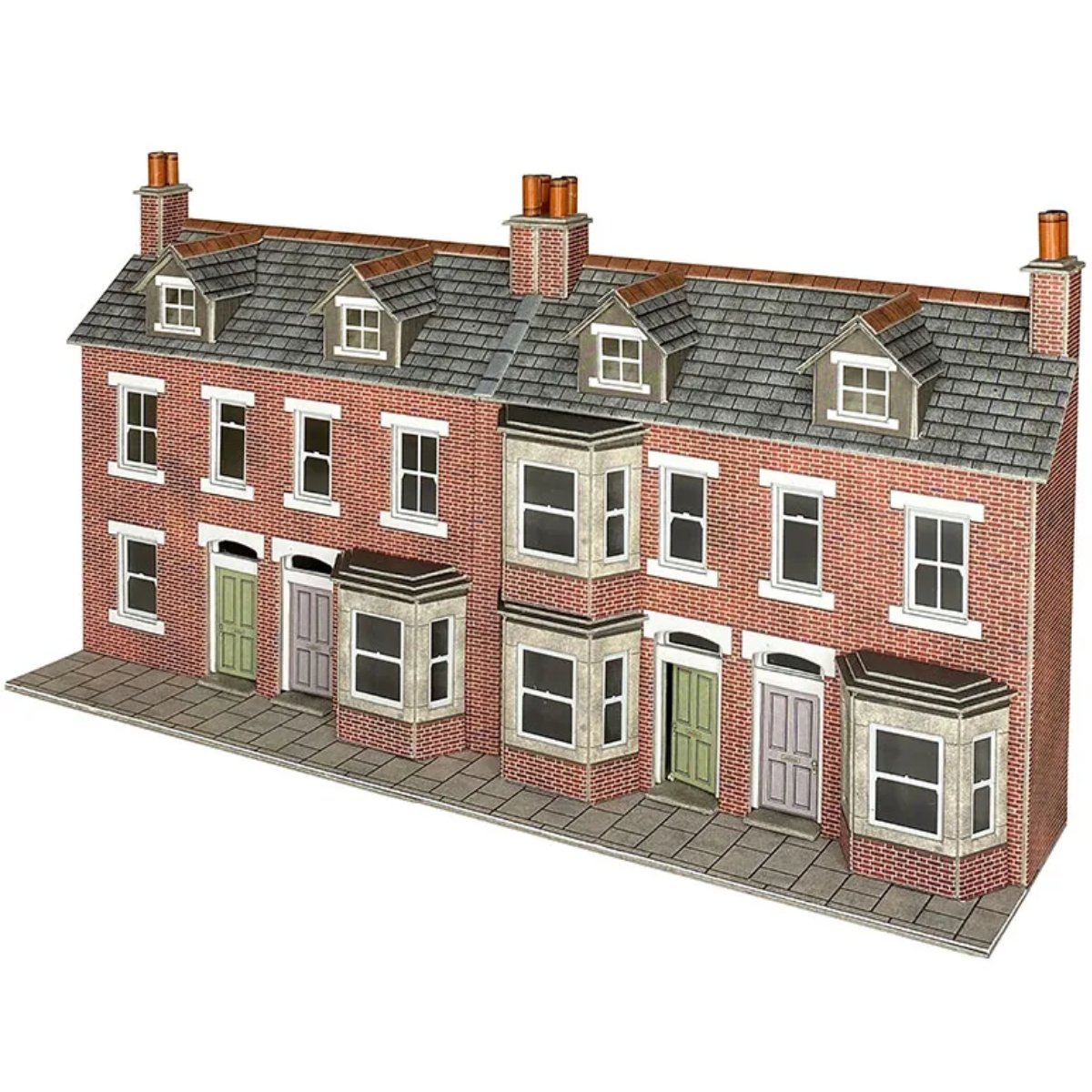 Metcalfe PO302 Low Relief Terraced House Fronts Brick Card Kit - 00/H0 Gauge - Phillips Hobbies