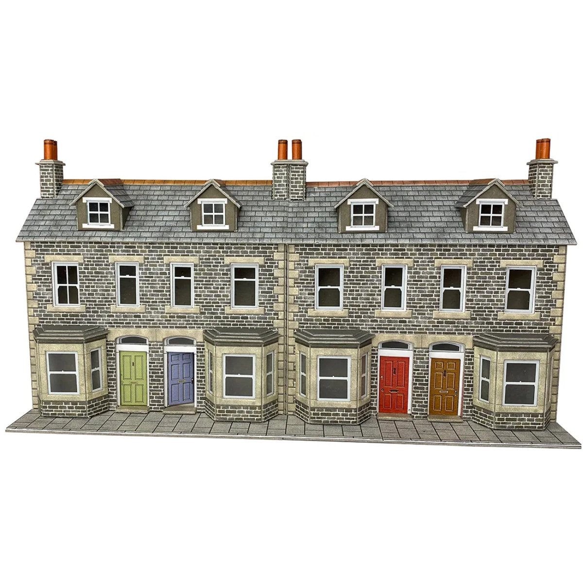 Metcalfe PO303 Low Relief Terraced House Fronts (Stone) Card Kit - 00/H0 Gauge - Phillips Hobbies