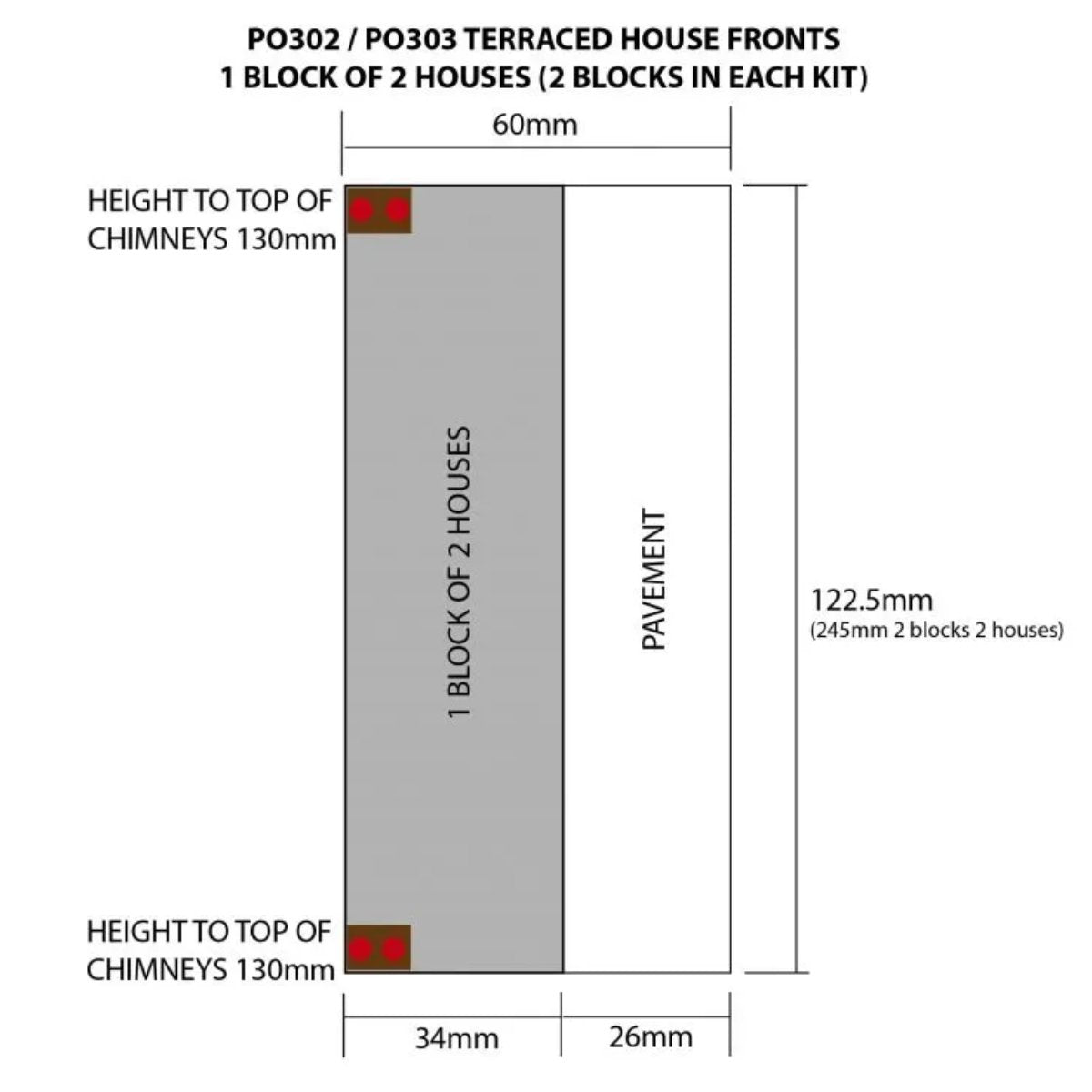 Metcalfe PO303 Low Relief Terraced House Fronts (Stone) Card Kit - 00/H0 Gauge - Phillips Hobbies