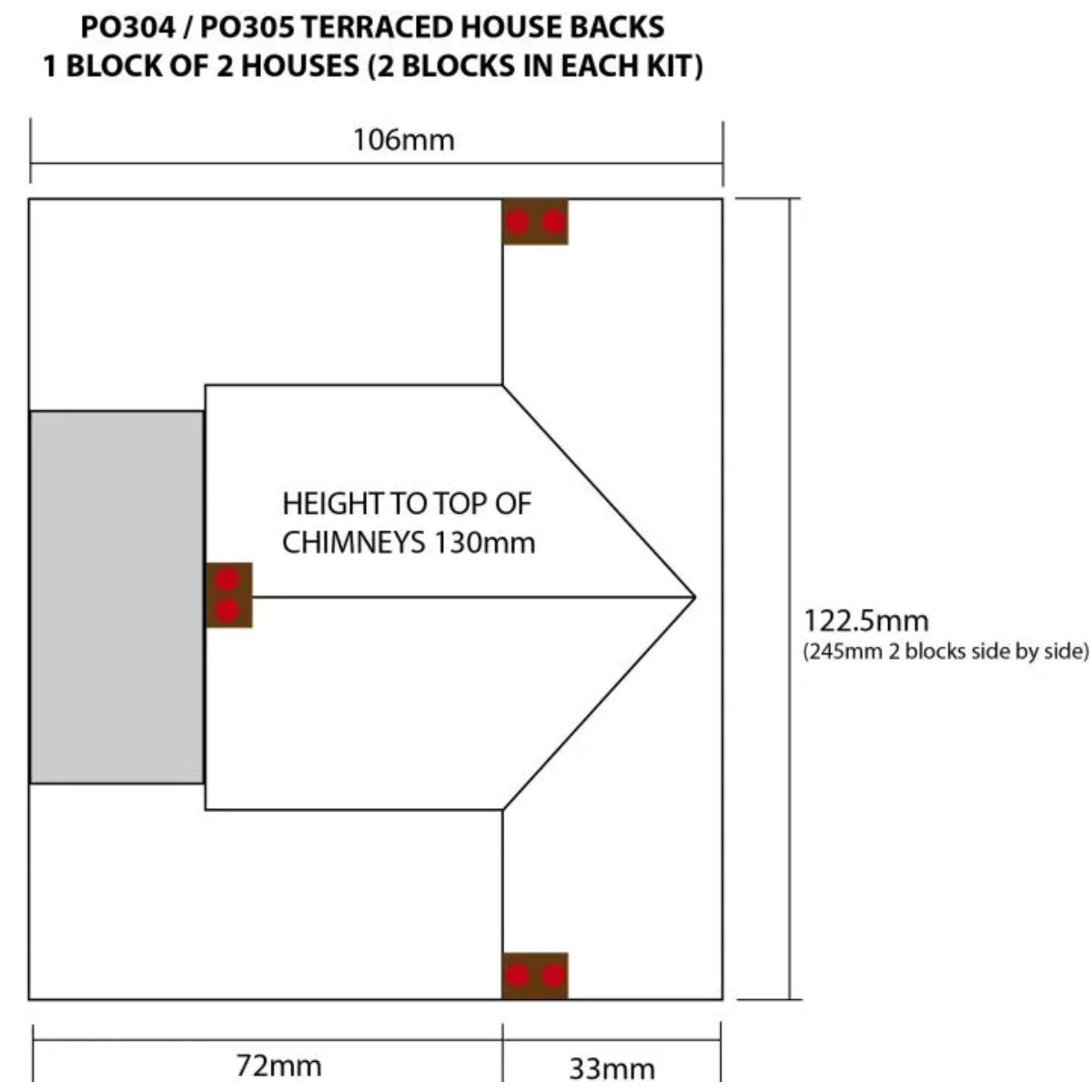 Metcalfe PO305 Low Relief Terraced House Backs Stone Card Kit - 00/H0 Scale - Phillips Hobbies