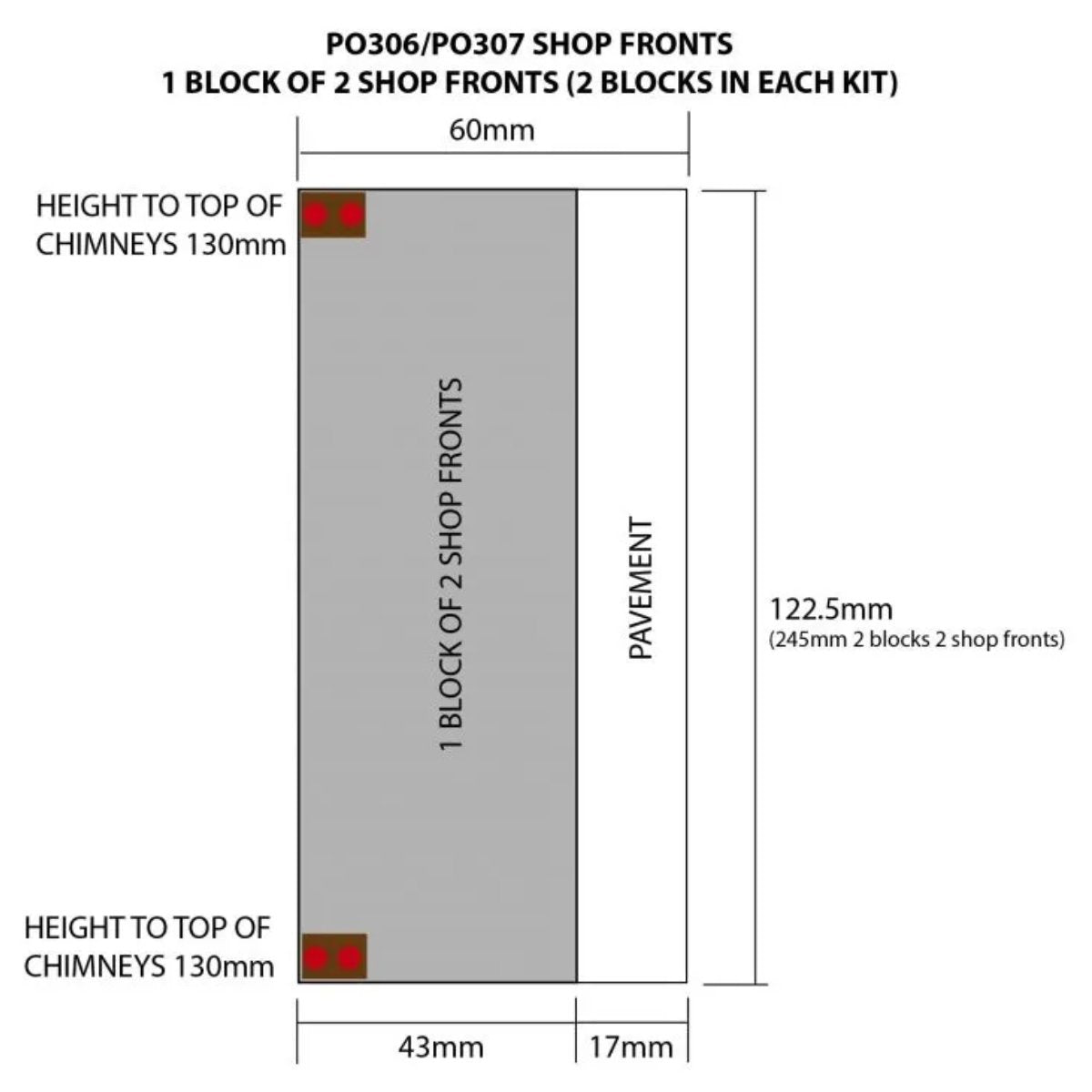 Metcalfe PO306 00/HO Scale Low Relief Shop Fronts Brick Card Kit - OO Gauge - Phillips Hobbies