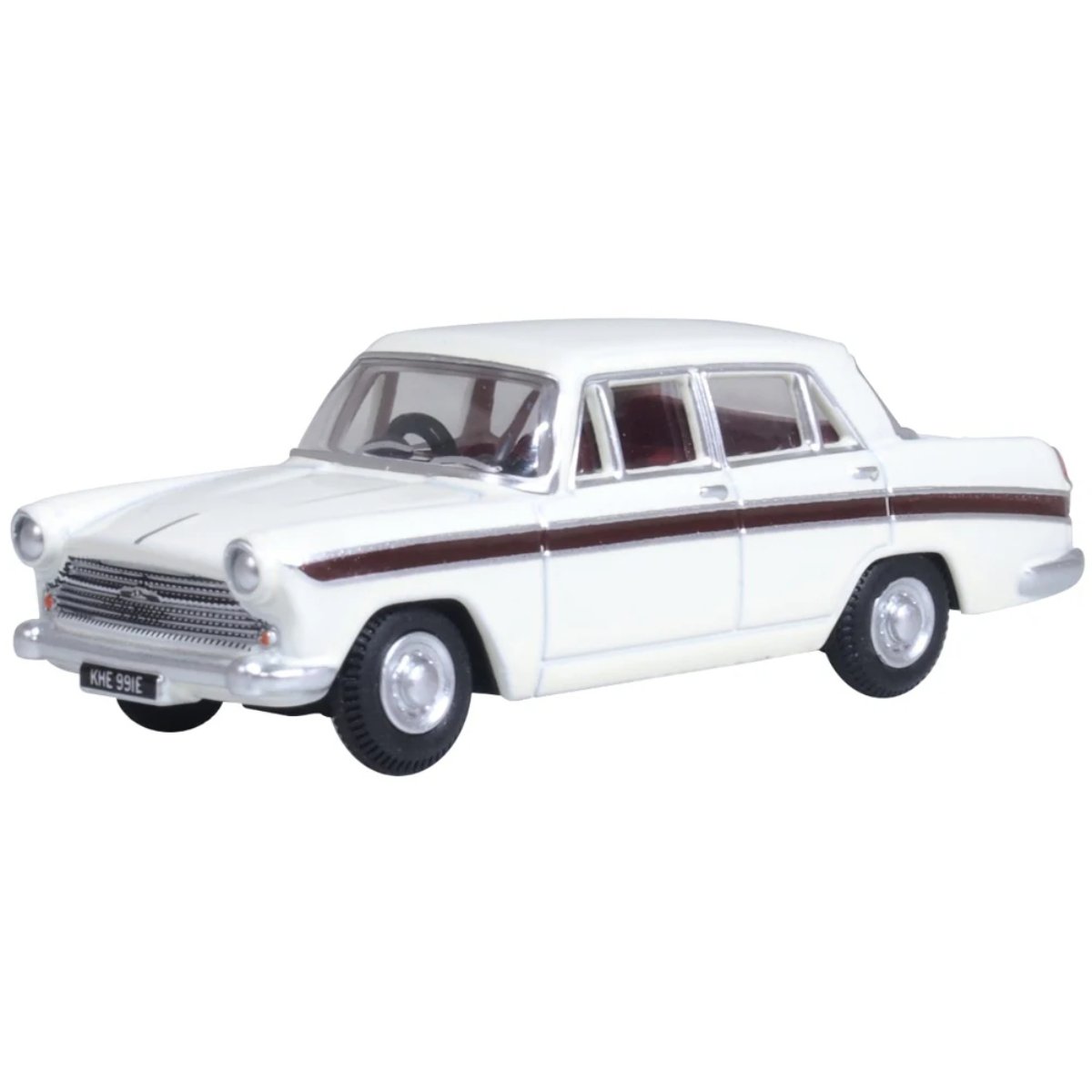 Oxford Diecast 76ACF007 Austin Cambridge Snowberry White/Embassy Maroon - 1:76 Scale - Phillips Hobbies