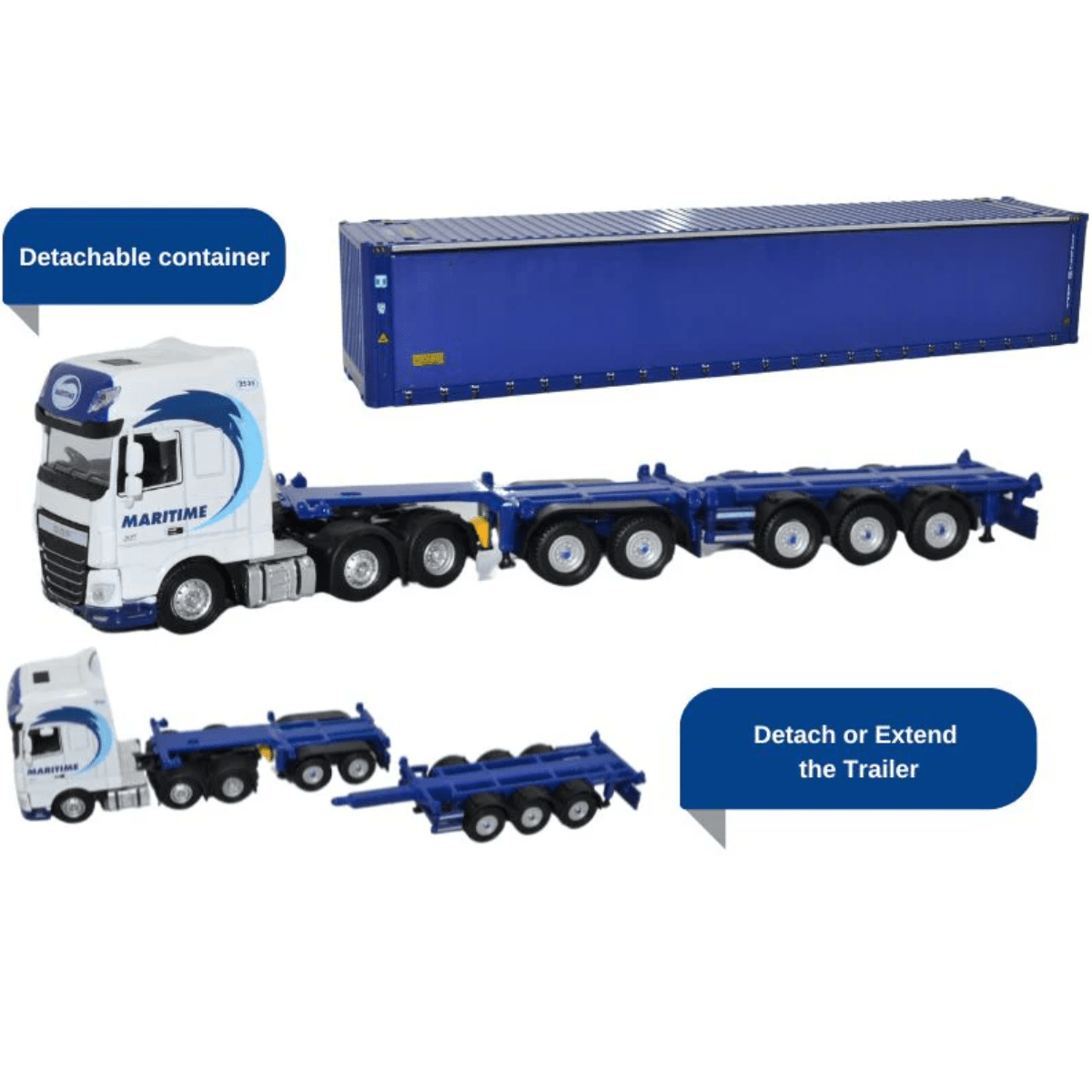 Oxford Diecast 76DXF001 DAF XF Euro 6 Combitrailer Container Maritime Transport - 1:76 Scale Model - Phillips Hobbies