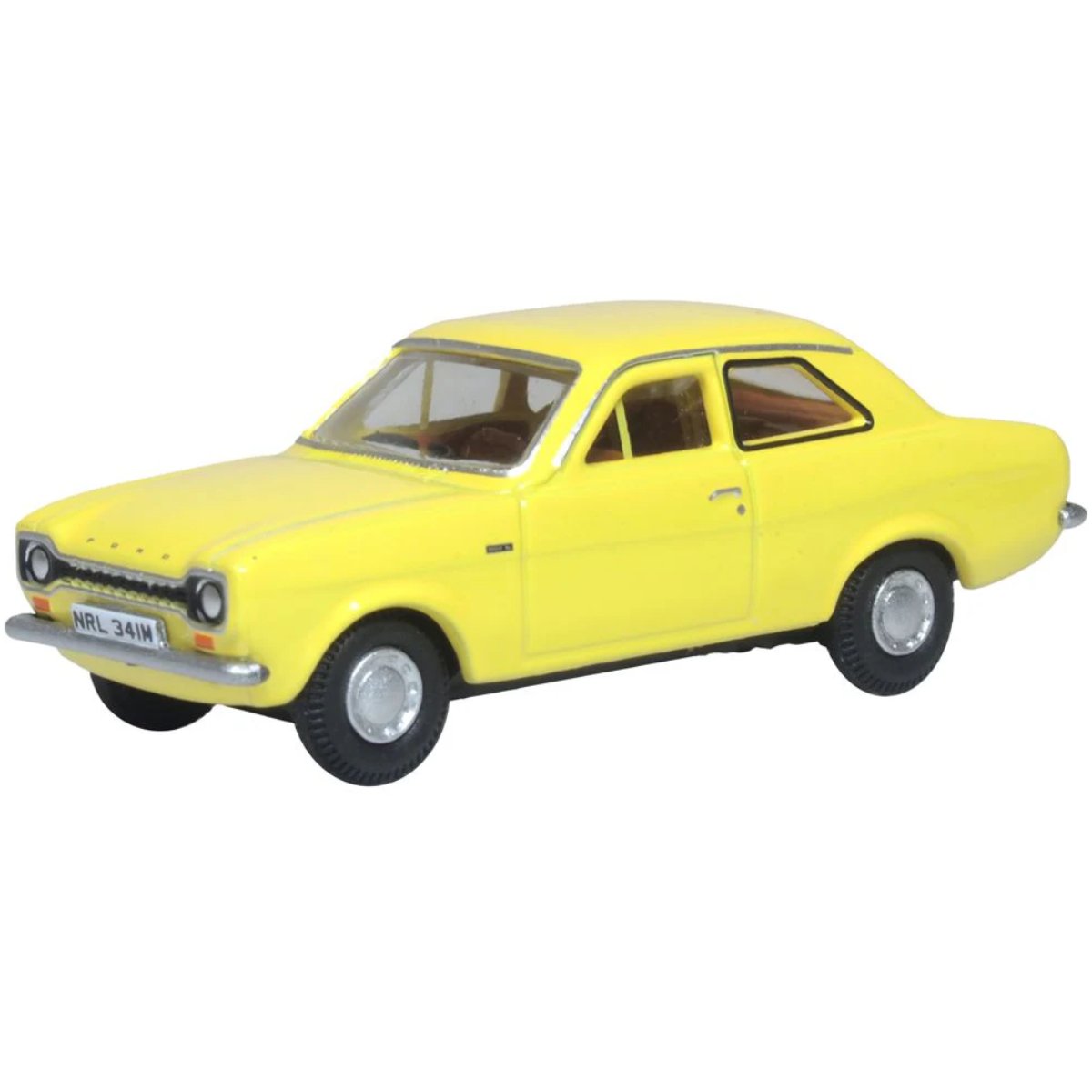 Oxford Diecast 76FE004 Ford Escort Mk1 Daytona Yellow - 1:76 Scale - Phillips Hobbies