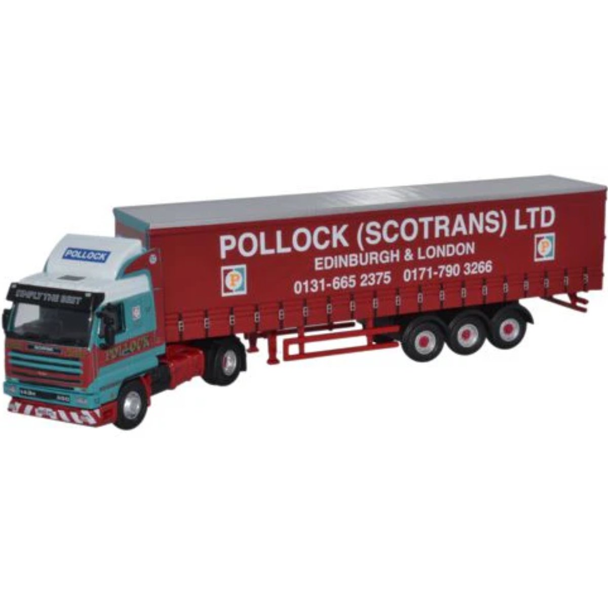 Oxford Diecast 76S143001 Scania 143 40ft Curtainside Pollock - 1:76 Scale - Phillips Hobbies