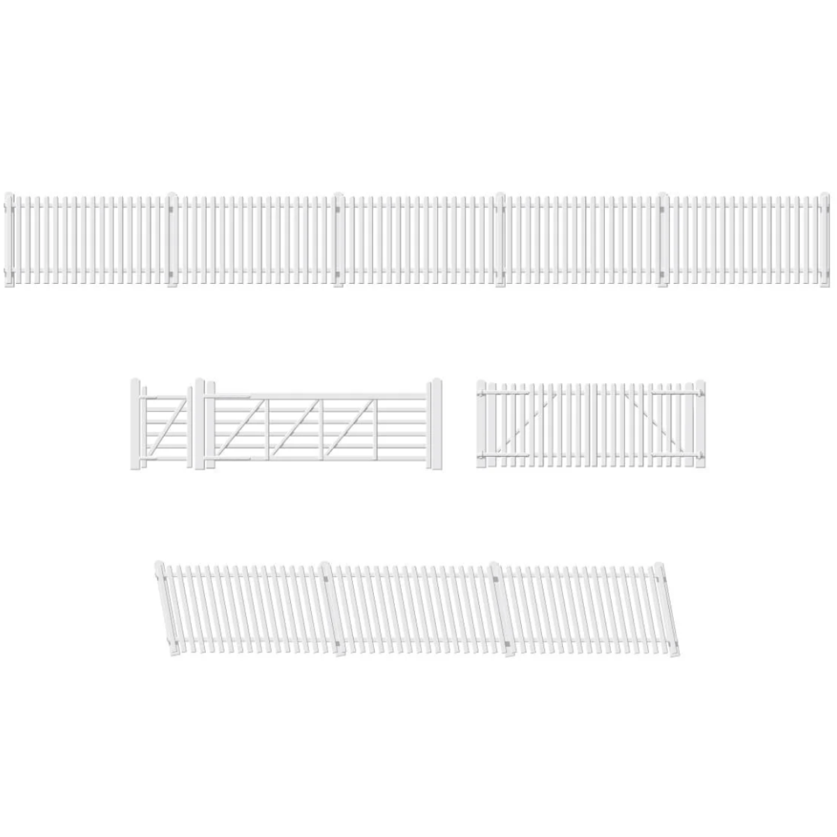 Ratio 420 GWR Station Fencing With Gates White - OO Gauge - Phillips Hobbies