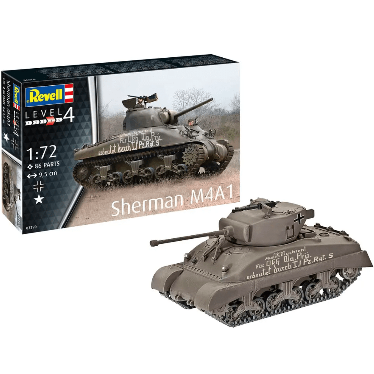 Revell 03290 Sherman M4A1 Plastic Kit - 1:72 Scale - Phillips Hobbies