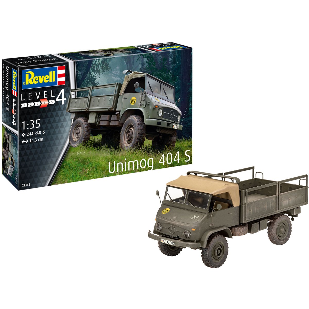 Revell 03348 Unimog 404 S Plastic Kit - 1:35 Scale - Phillips Hobbies