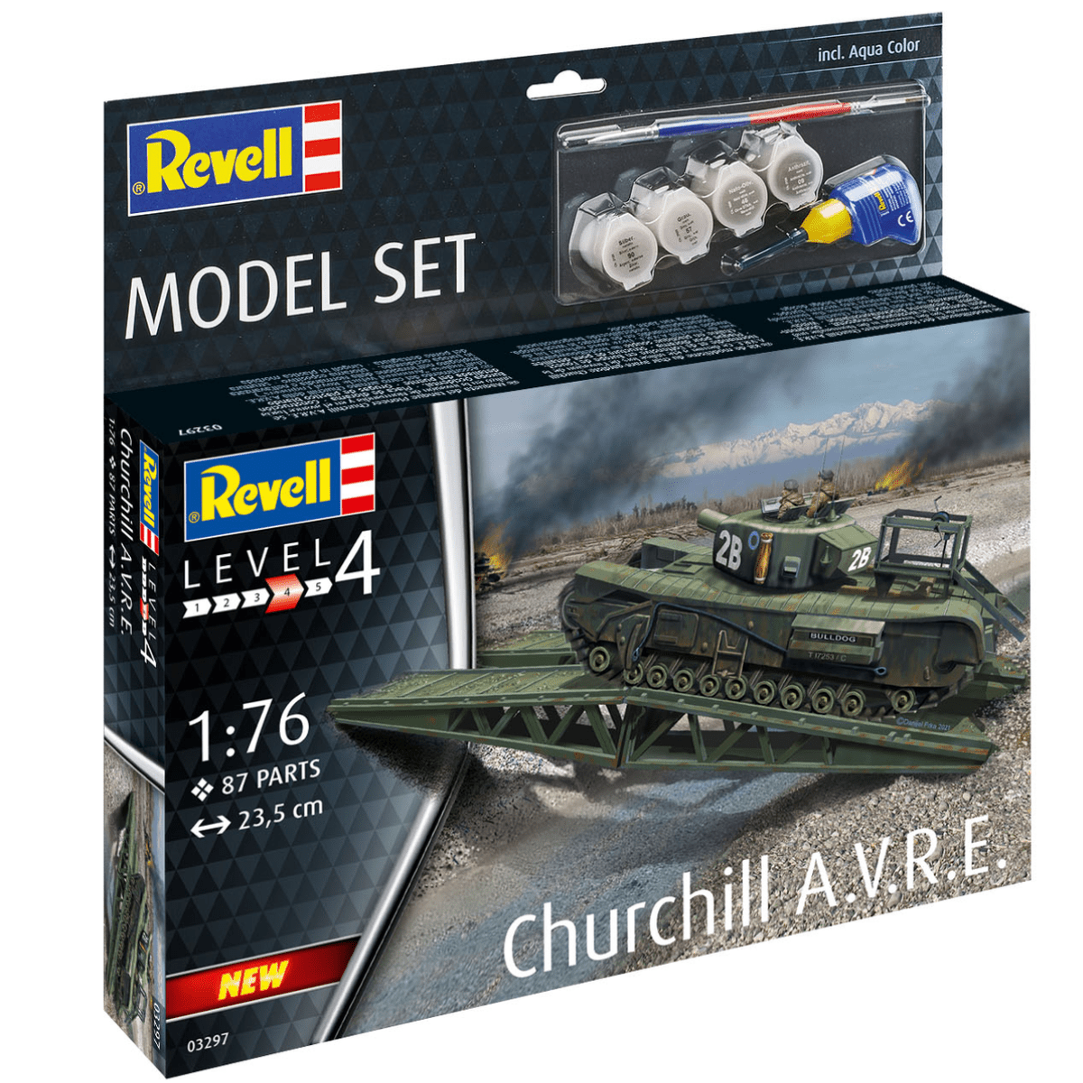 Revell 63297 Churchill A.V.R.E. Model Set Plastic Kit - 1:76 Scale - Phillips Hobbies