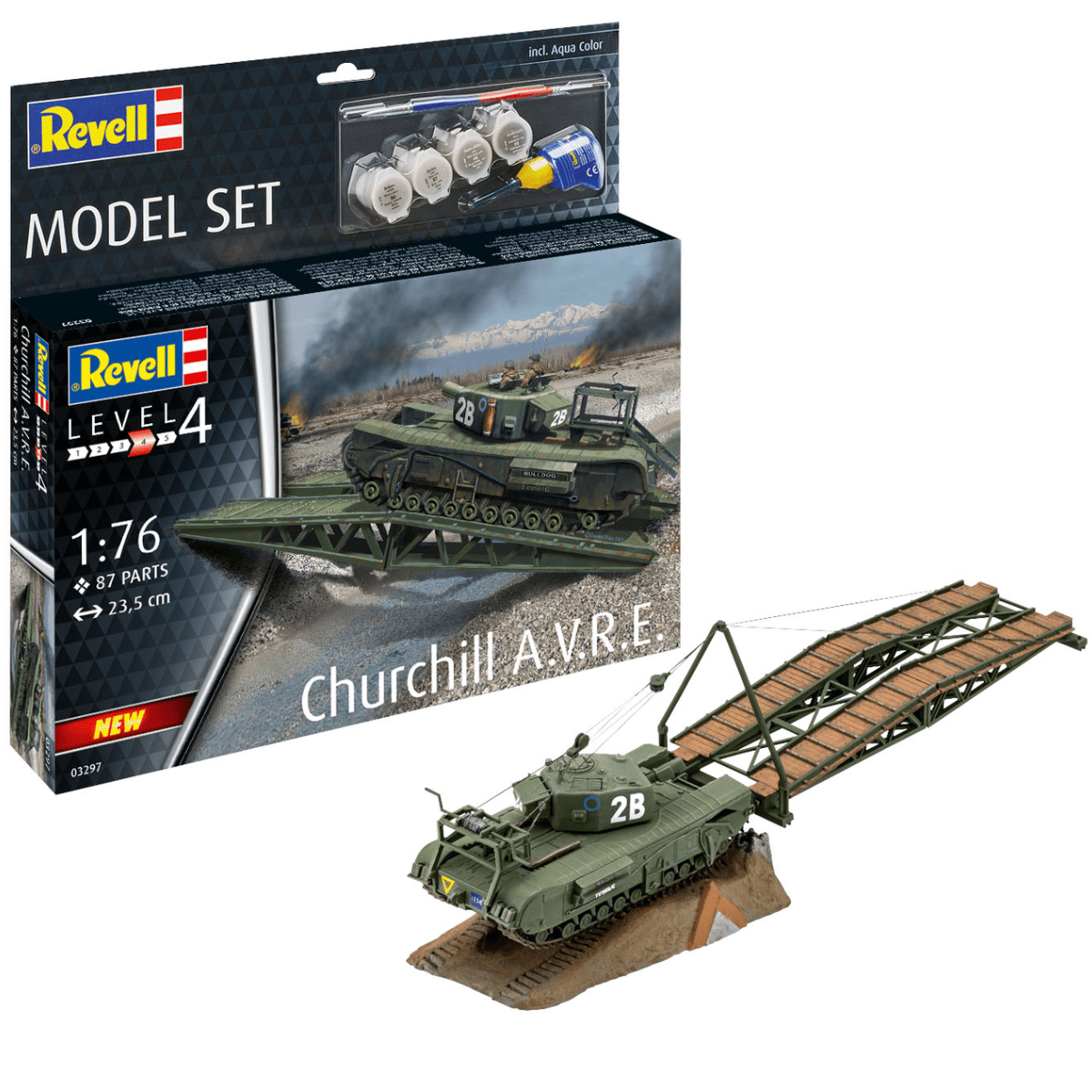 Revell 63297 Churchill A.V.R.E. Model Set Plastic Kit - 1:76 Scale - Phillips Hobbies