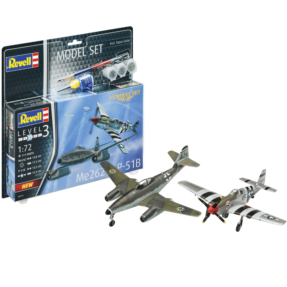 Revell 63711 Combat Set Me262/P - 51B Model Set Plastic Kit - 1:72 Scale - Phillips Hobbies