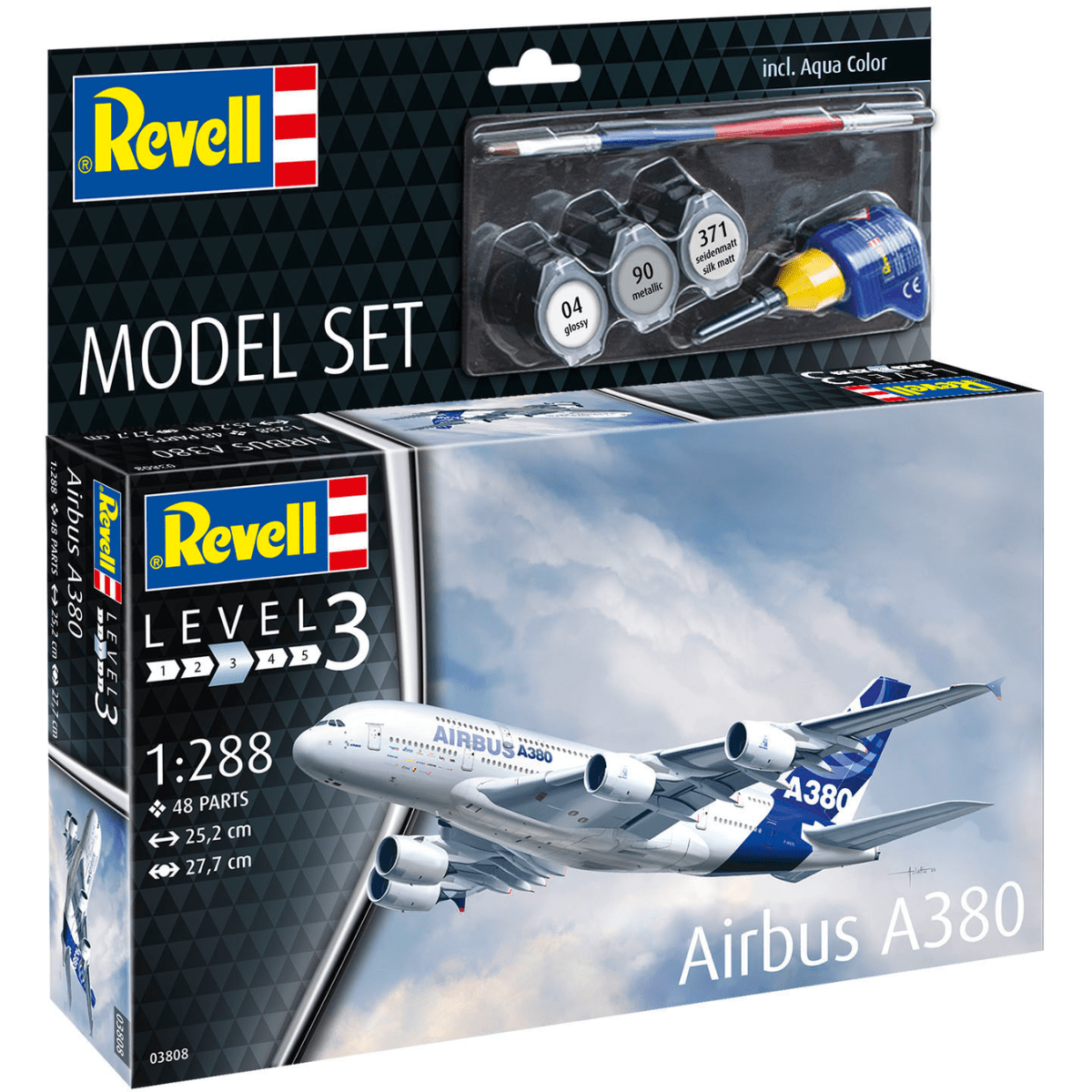 Revell 63808 Airbus A380 Model Set Plastic Kit - 1:288 Scale - Phillips Hobbies