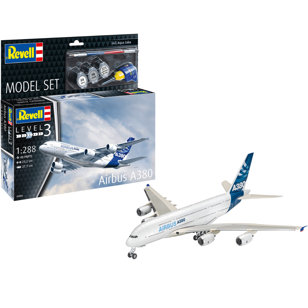 Revell 63808 Airbus A380 Model Set Plastic Kit - 1:288 Scale - Phillips Hobbies