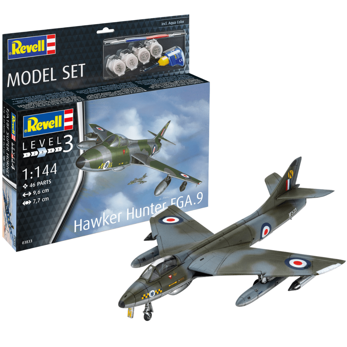 Revell 63833 British Hawker Hunter FGA.9 Model Set Plastic Kit - 1:144 Scale - Phillips Hobbies