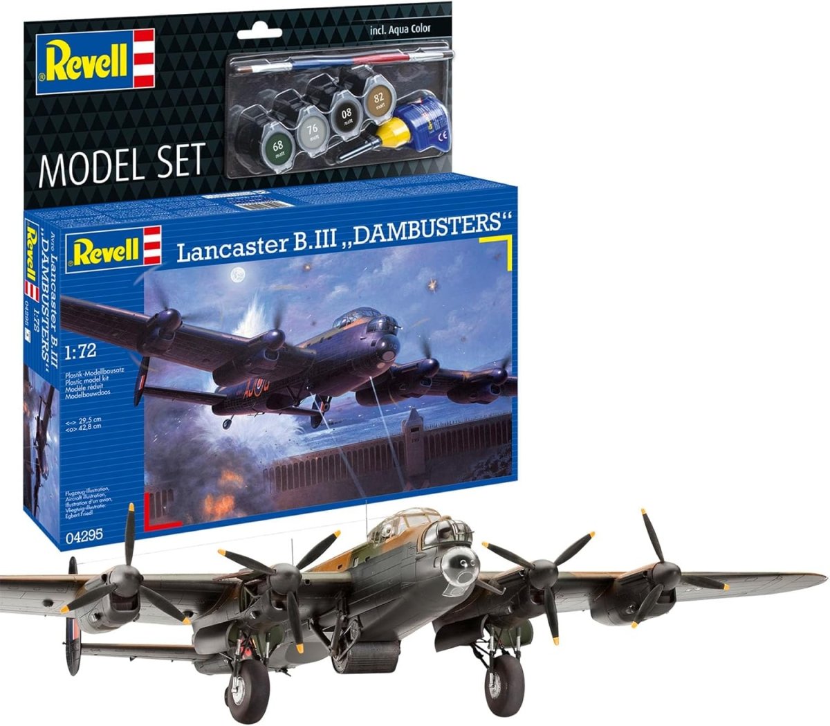 Revell 64295 British Lancaster B.III Dambuster Model Set Plastic Kit - 1:72 Scale - Phillips Hobbies