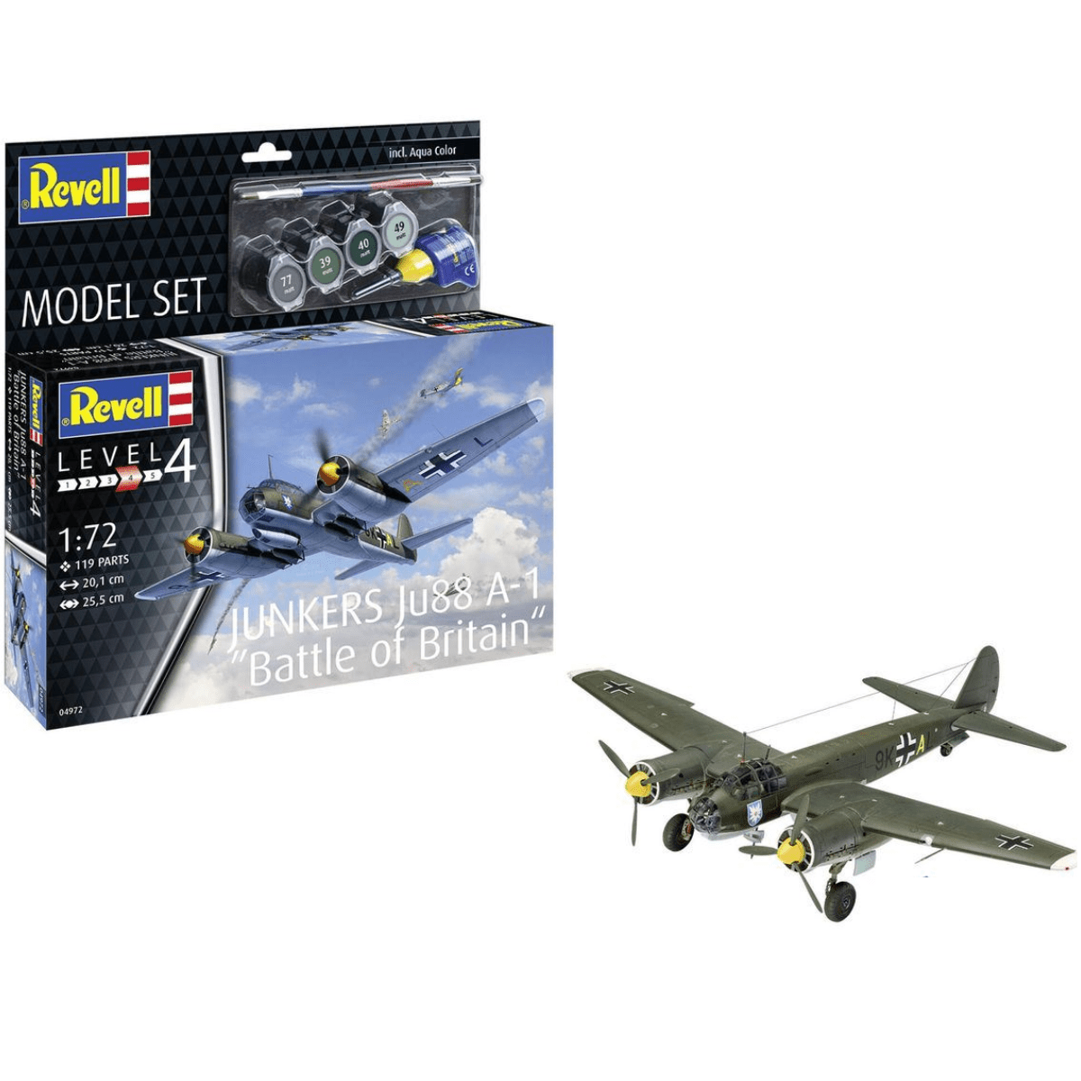 Revell 64972 German Junkers Ju88 Battle of Britain Model Set Plastic Kit - 1:72 Scale - Phillips Hobbies