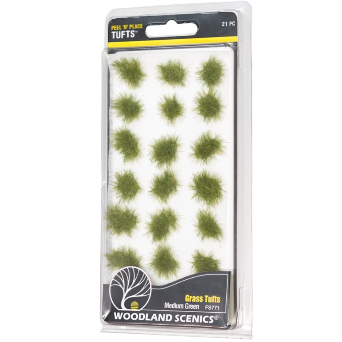 Woodland Scenics Medium Green Grass Tufts x21 - Peel 'N' Place - Phillips Hobbies