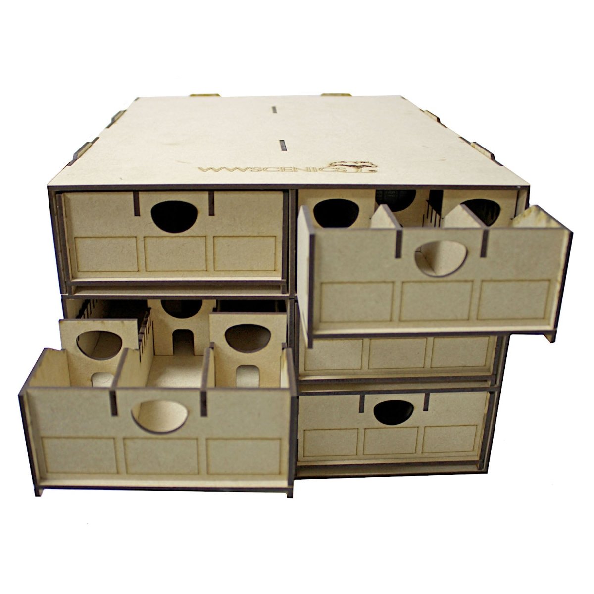 WWScenics Loco & Rolling Stock Storage Box 6x Multi-Compartment Drawers - OO, HO & OO9 - Phillips Hobbies